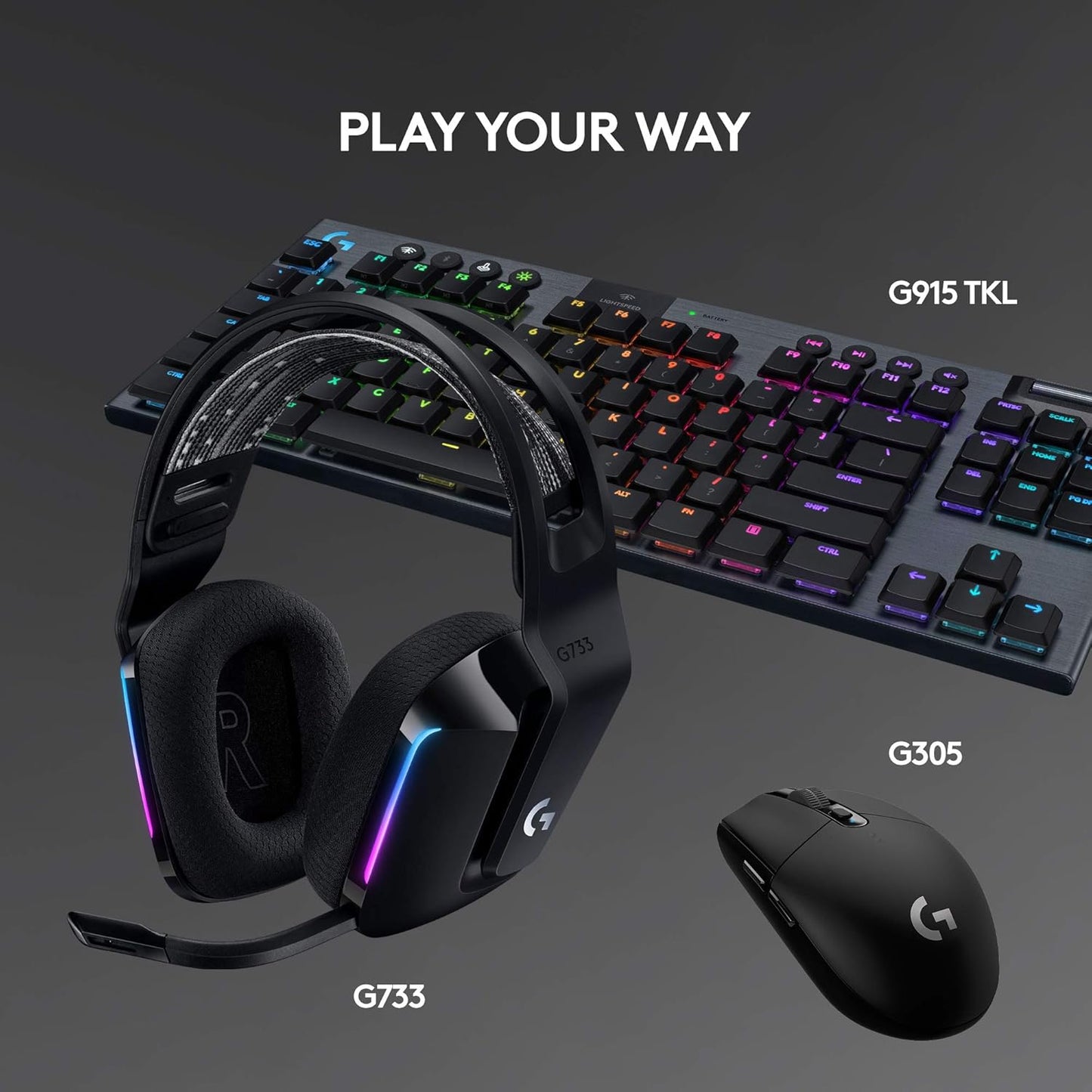 Logitech G G733 LIGHTSPEED Wireless Gaming Headset with suspension headband, LIGHTSYNC RGB - Refurbished