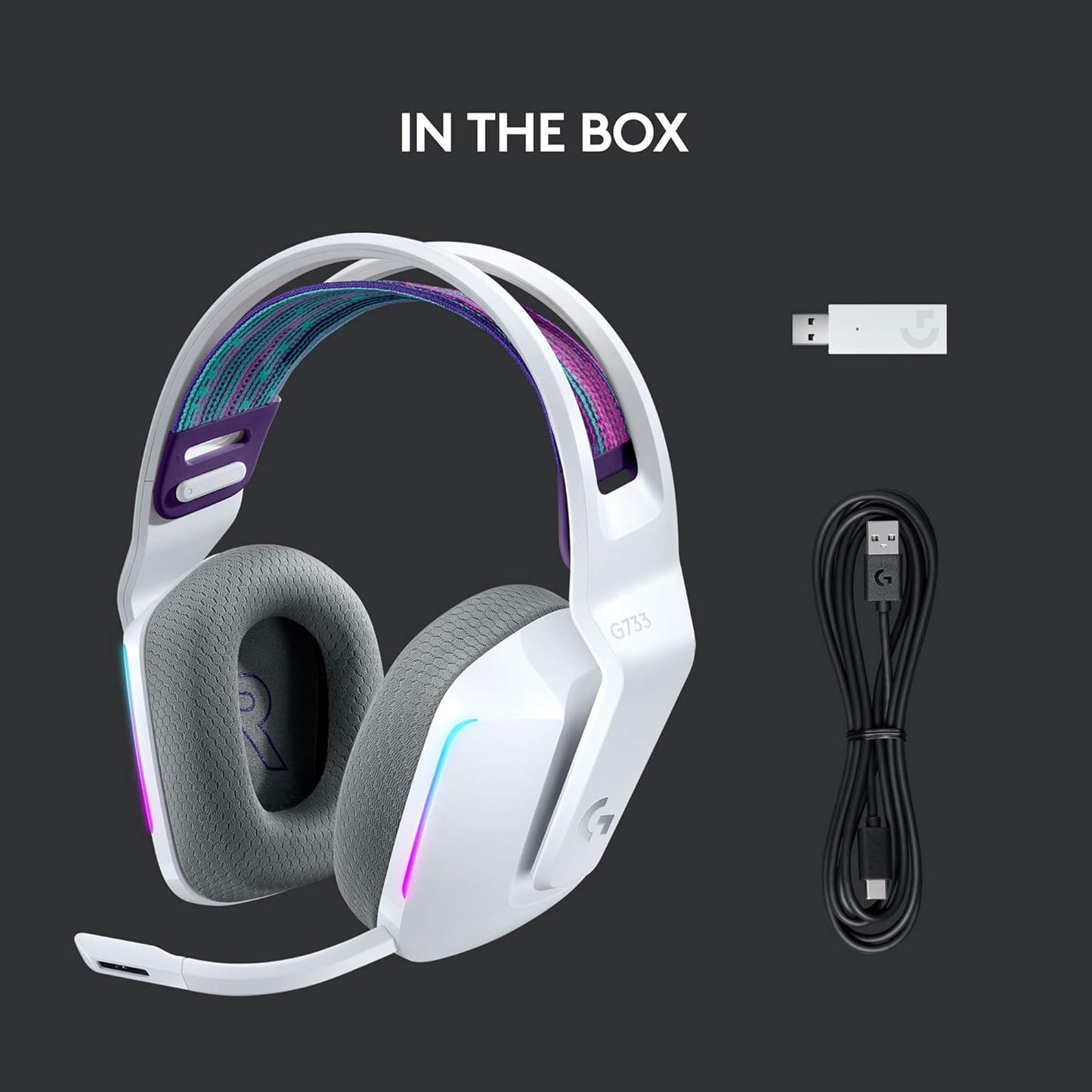 Logitech G733 LIGHTSPEED Wireless Gaming Headset with suspension headband, LIGHTSYNC RGB - Refurbished