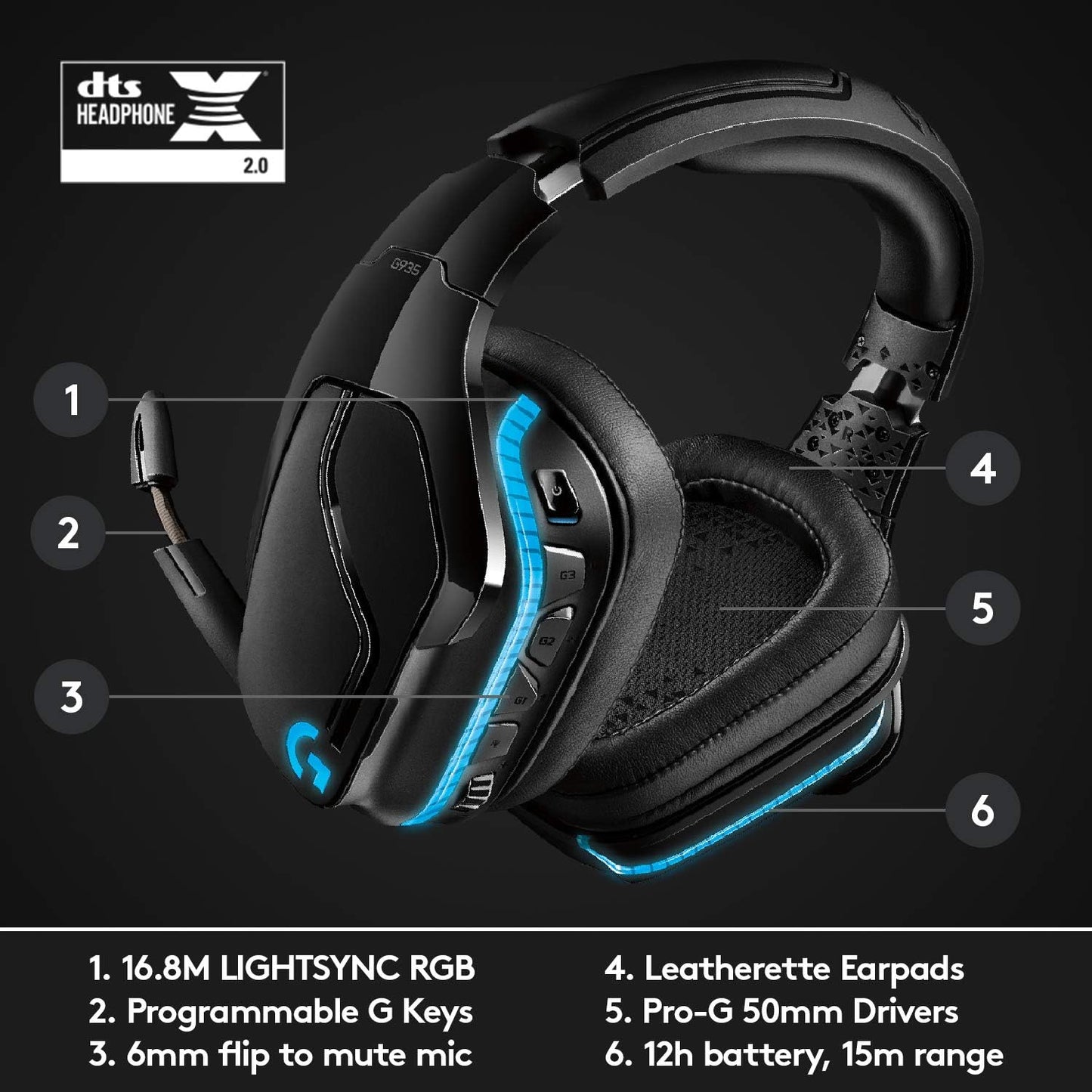 Logitech G935 RGB Wireless Gaming Headset - Refurbished