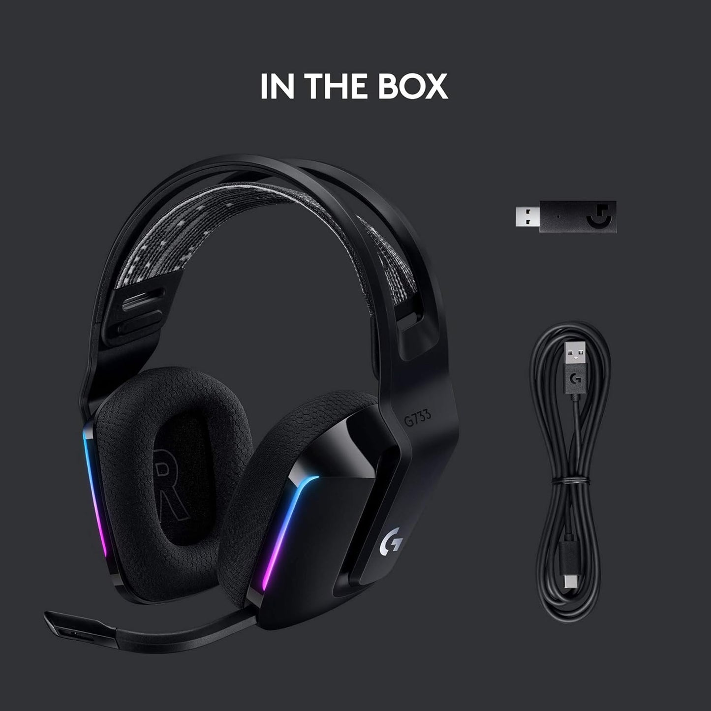 Logitech G G733 LIGHTSPEED Wireless Gaming Headset with suspension headband, LIGHTSYNC RGB - Refurbished