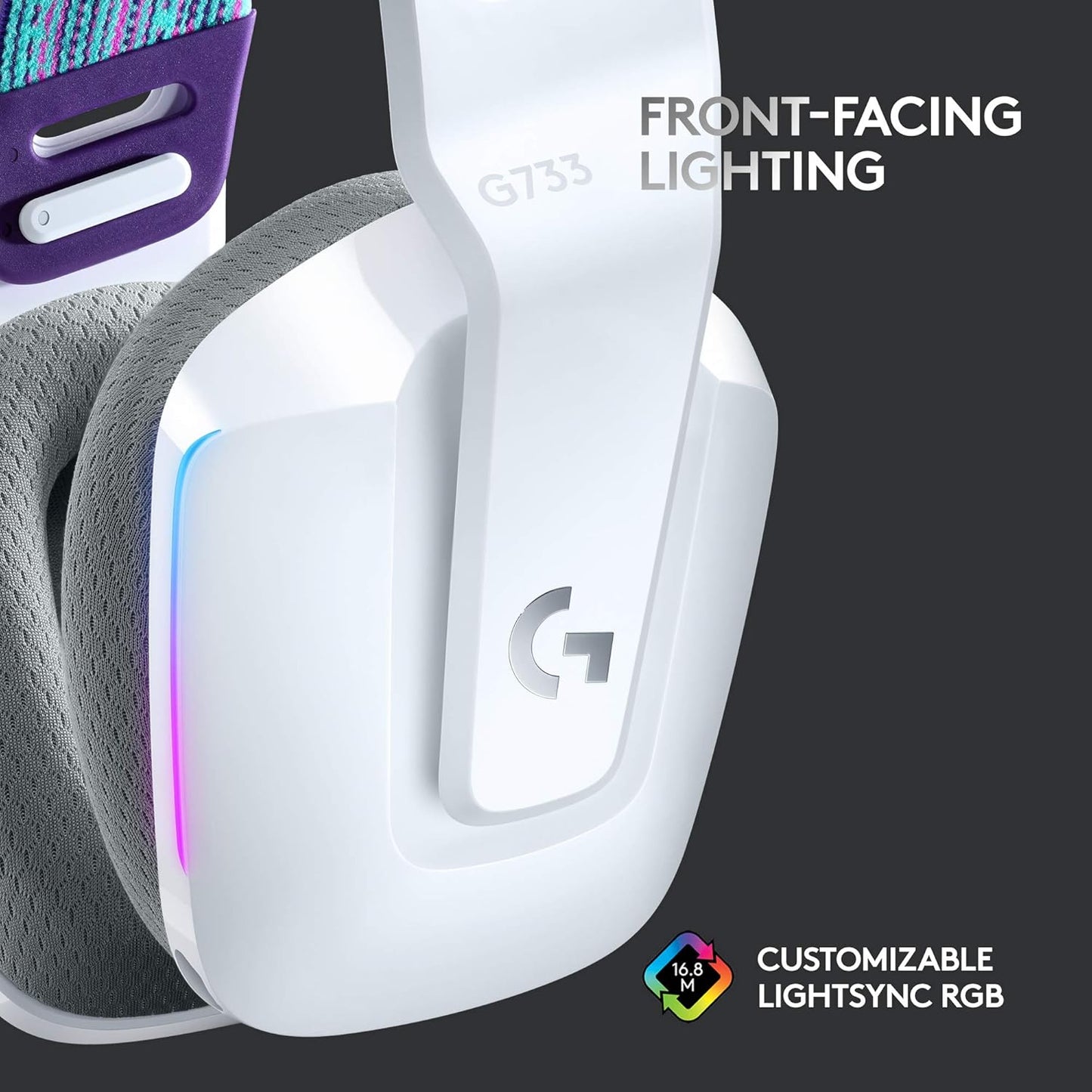 Logitech G733 LIGHTSPEED Wireless Gaming Headset with suspension headband, LIGHTSYNC RGB - Refurbished