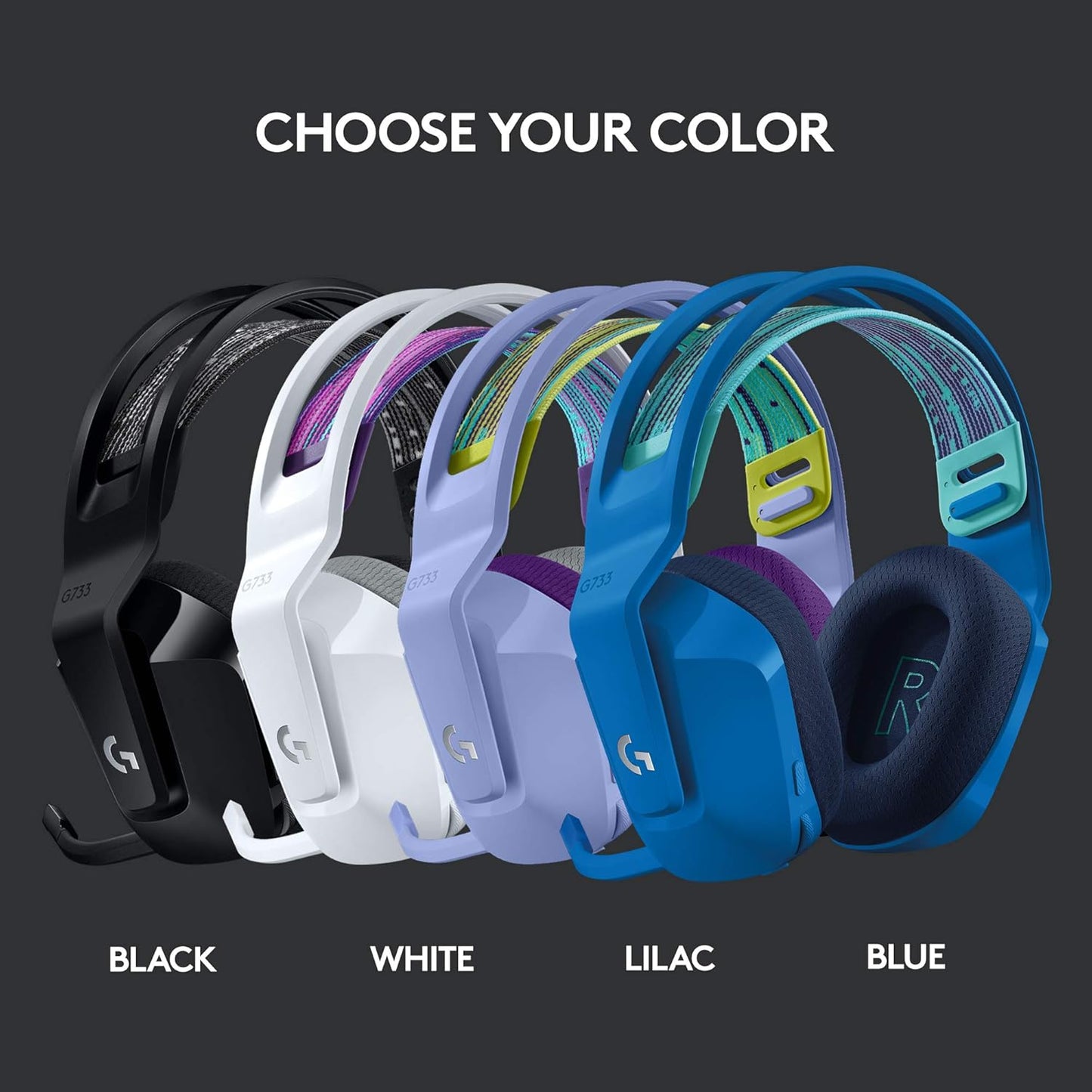 Logitech G G733 LIGHTSPEED Wireless Gaming Headset with suspension headband, LIGHTSYNC RGB - Refurbished