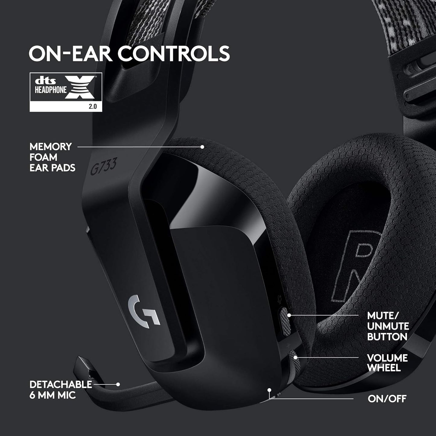 Logitech G G733 LIGHTSPEED Wireless Gaming Headset with suspension headband, LIGHTSYNC RGB - Refurbished
