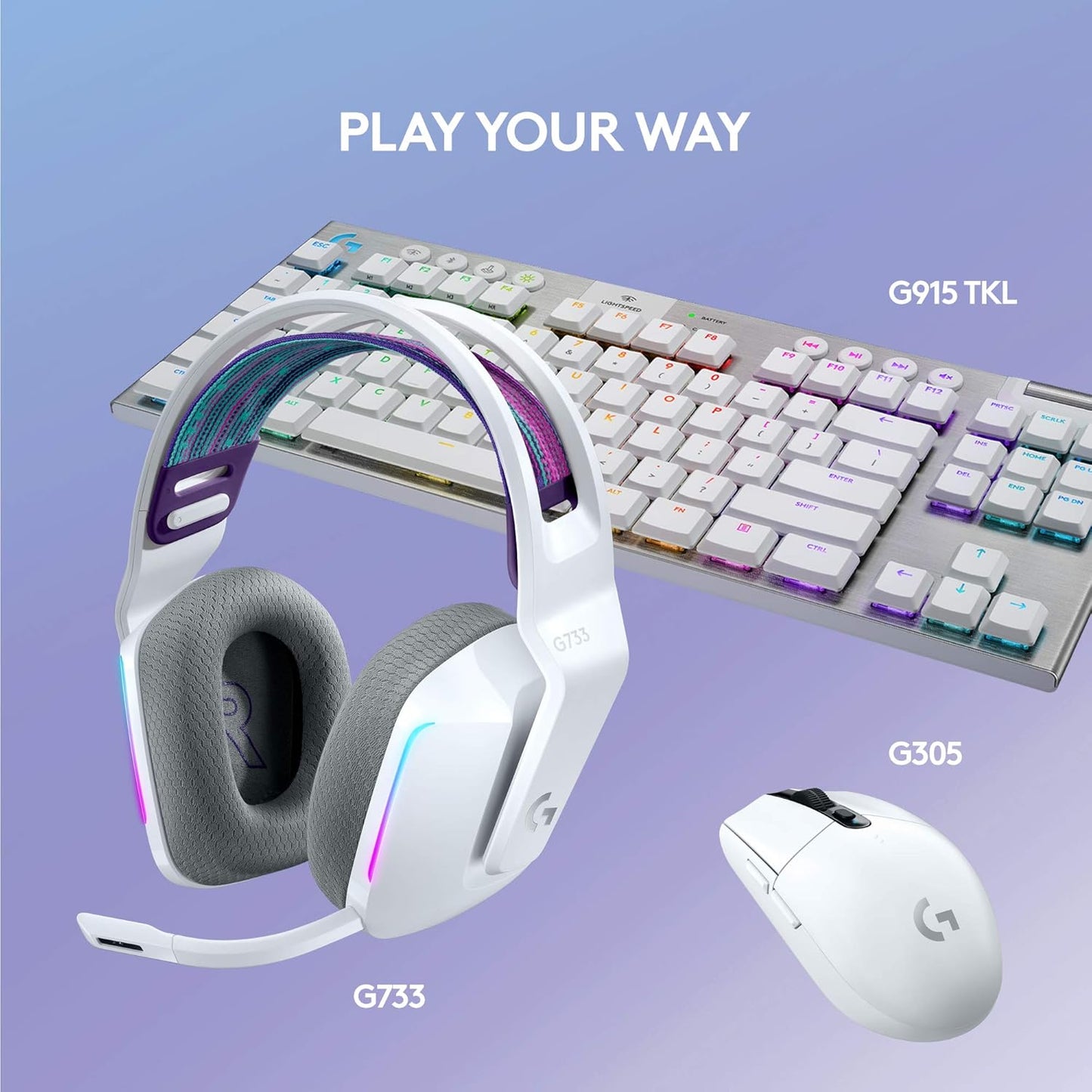 Logitech G733 LIGHTSPEED Wireless Gaming Headset with suspension headband, LIGHTSYNC RGB - Refurbished