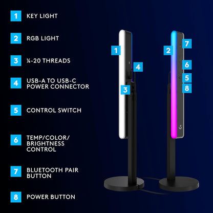 Logitech G Litra Beam LX Premium Dual-Sided RGB LED Streaming Key Light - Refurbished