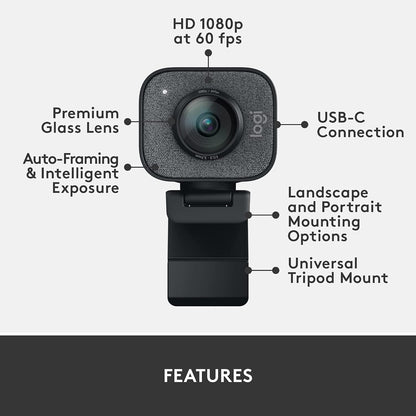 Logitech StreamCam – Live Streaming Webcam for Youtube and Twitch, Full 1080p HD 60fps - Refurbished