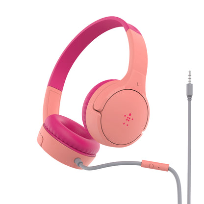 Belkin SoundForm Mini Wired On-Ear Headphones for Kids - Pink - Refurbished