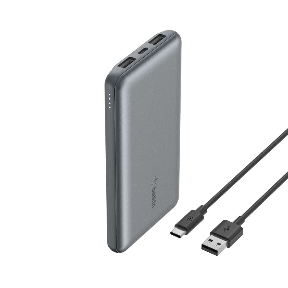 Belkin Power Bank 10000mAh - USB-A & C ports - 15w - iOS, Android - Gray - Refurbished