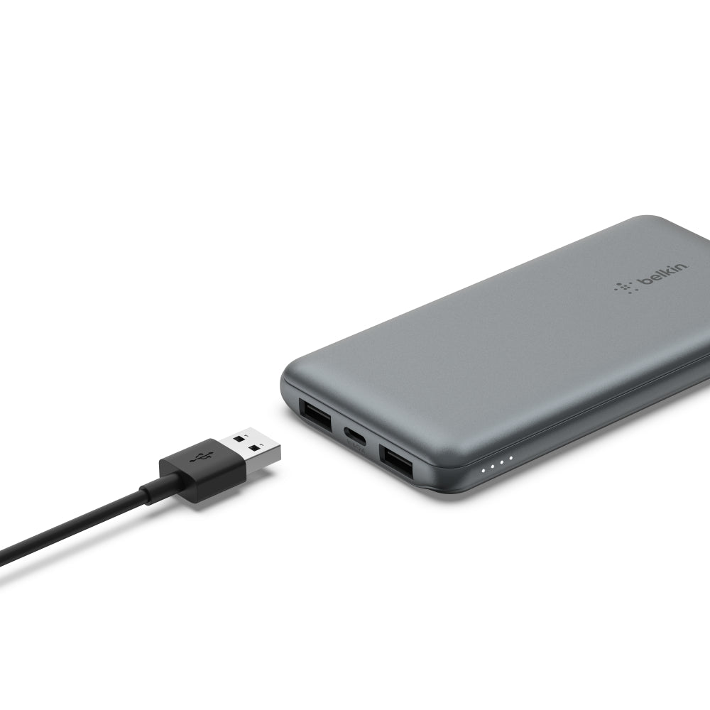 Belkin Power Bank 10000mAh - USB-A & C ports - 15w - iOS, Android - Gray - Refurbished