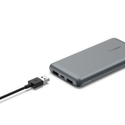 Belkin Power Bank 10000mAh - USB-A & C ports - 15w - iOS, Android - Gray - Refurbished
