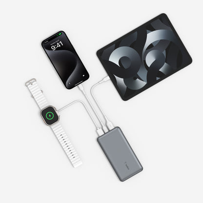 Belkin Power Bank 10000mAh - USB-A & C ports - 15w - iOS, Android - Gray - Refurbished