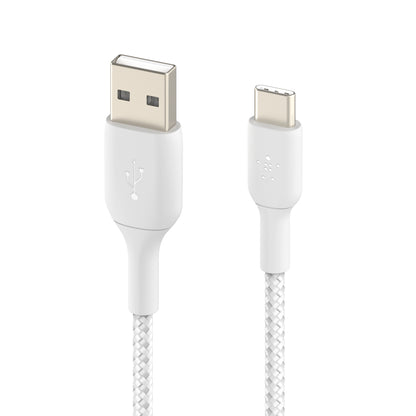 Belkin BoostCharge Braided USB-A to USB-C 1m Cable - White - Refurbished