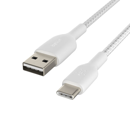 Belkin BoostCharge Braided USB-A to USB-C 1m Cable - White - Refurbished