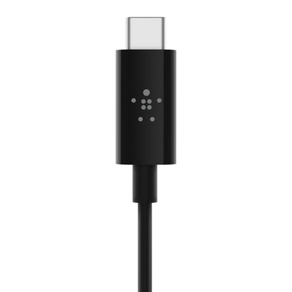 Belkin RockStar 3.5mm with USB-C Audio Cable Connector - Black - Refurbished