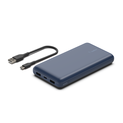 Belkin Portable Charger 20000mAh - USB A & C ports - 15W - iOS, Android - Blue - Refurbished