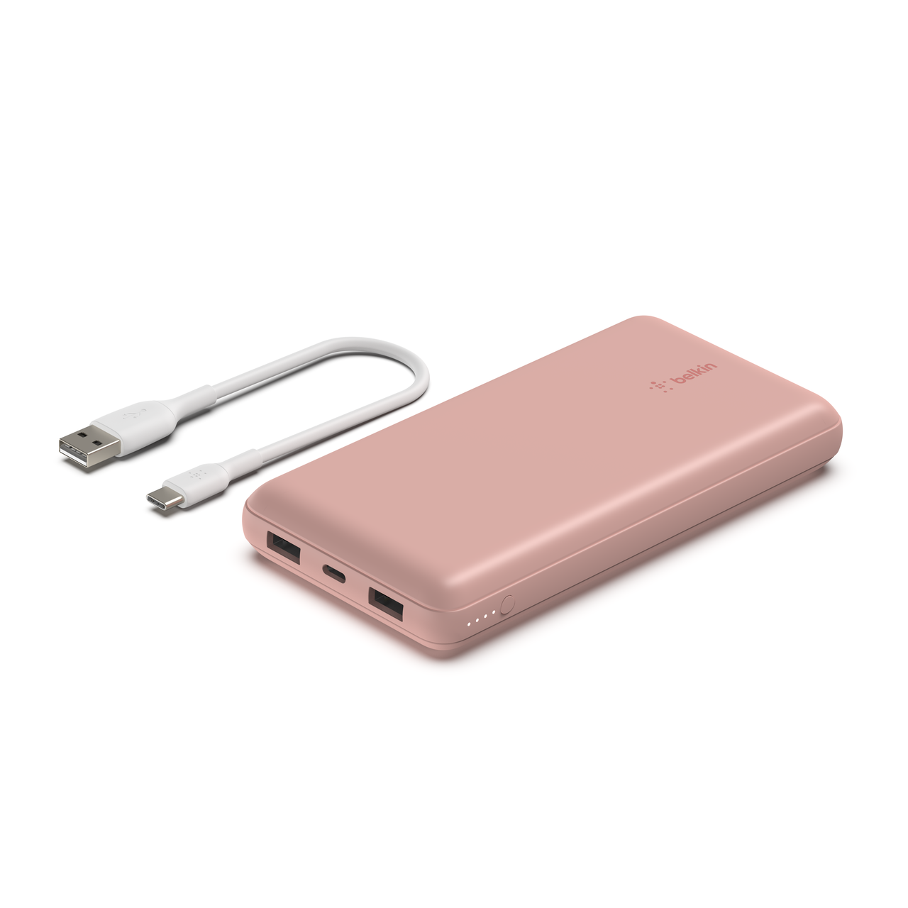 Belkin Portable Charger 20000mAh - USB A & C ports - 15W - iOS, Android - Rose Gold- Refurbished