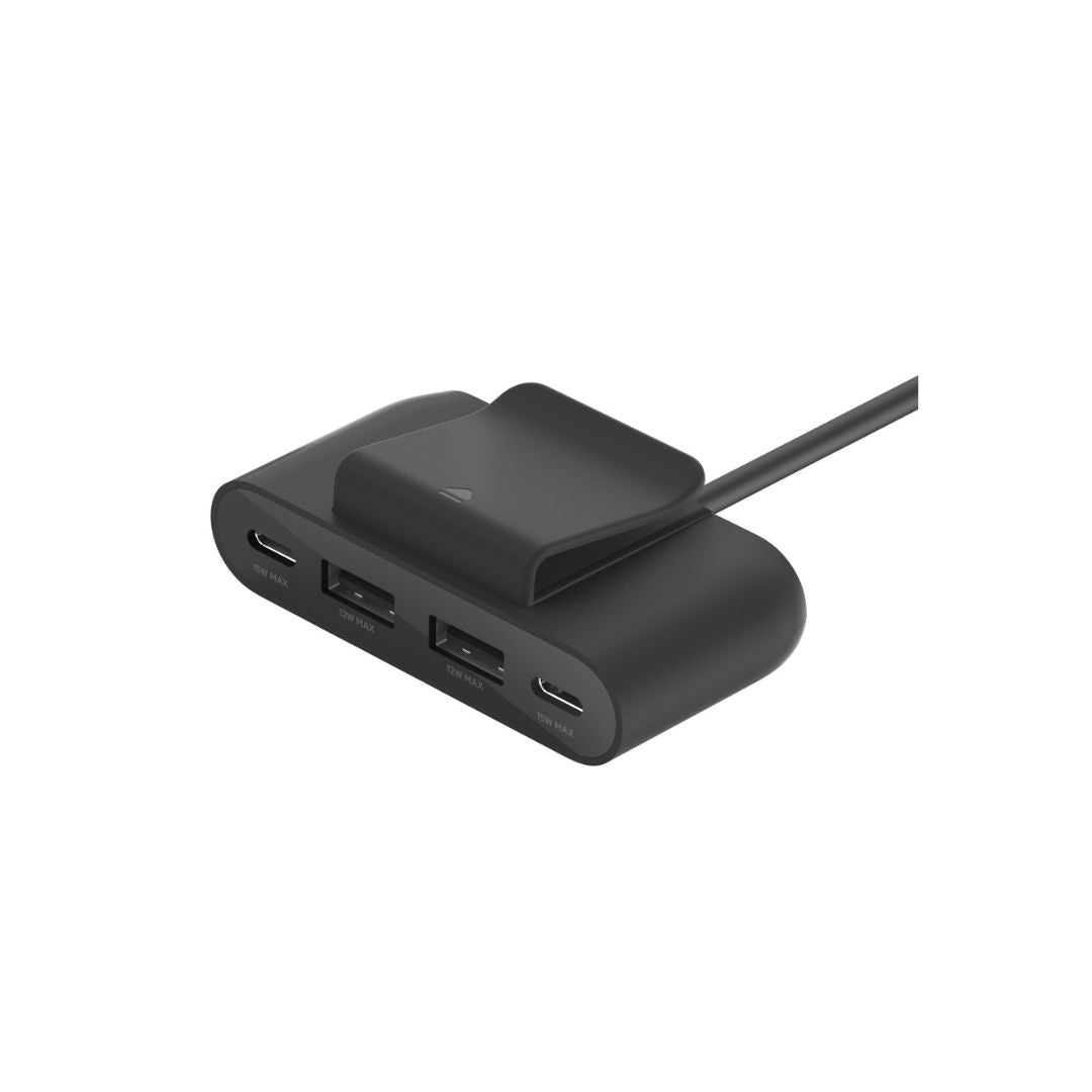 Belkin 4-Port USB Power Extender - 2 USB-A, 2 USB-C - Black - Refurbished