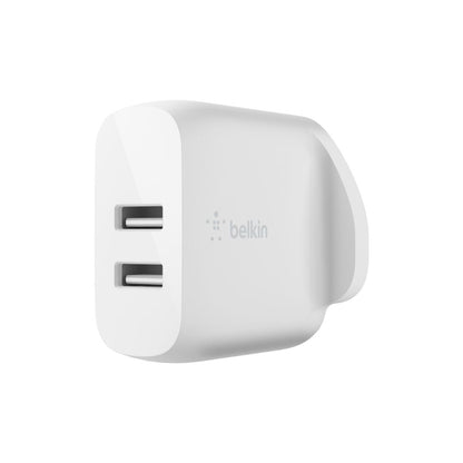 Belkin BoostCharge Dual USB-A - 24W Wall Charger - White - Refurbished