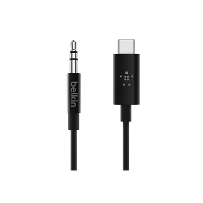 Belkin RockStar 3.5mm with USB-C Audio Cable Connector - Black - Refurbished