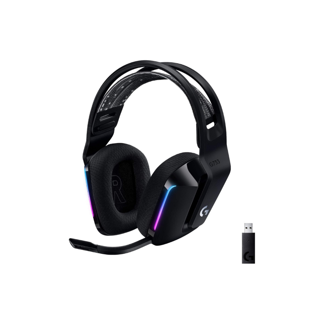 Logitech G733 LIGHTSPEED Wireless Gaming Headset with suspension headband, LIGHTSYNC RGB - Refurbished