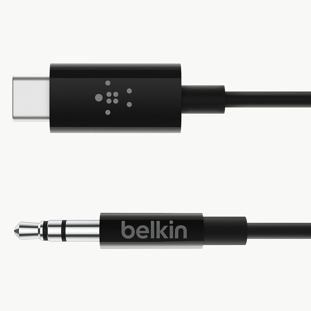 Belkin RockStar 3.5mm with USB-C Audio Cable Connector - Black - Refurbished