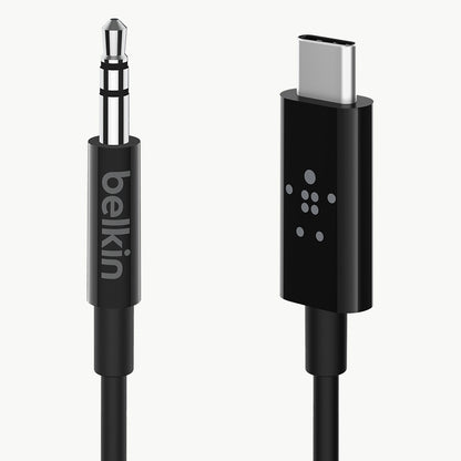 Belkin RockStar 3.5mm with USB-C Audio Cable Connector - Black - Refurbished