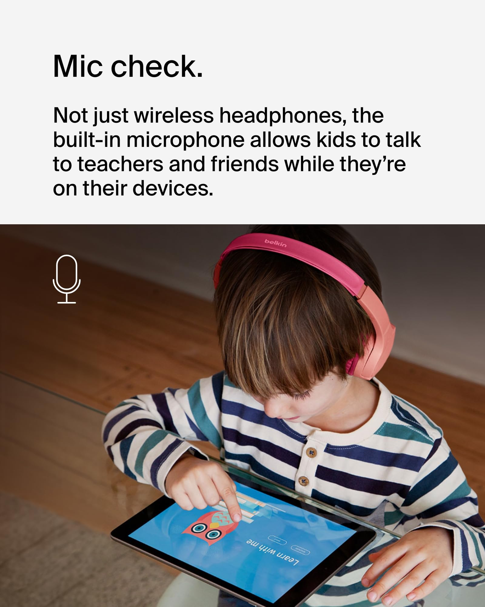 Belkin SoundForm Mini Wireless Over-Ear Headset for Kids - Pink - Refurbished