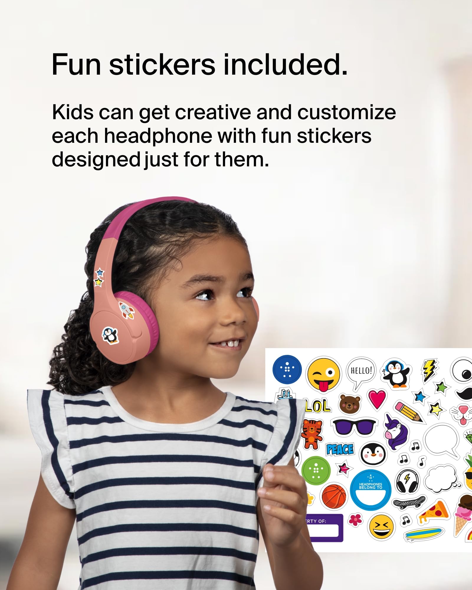 Belkin SoundForm Mini Wireless Over-Ear Headset for Kids - Pink - Refurbished